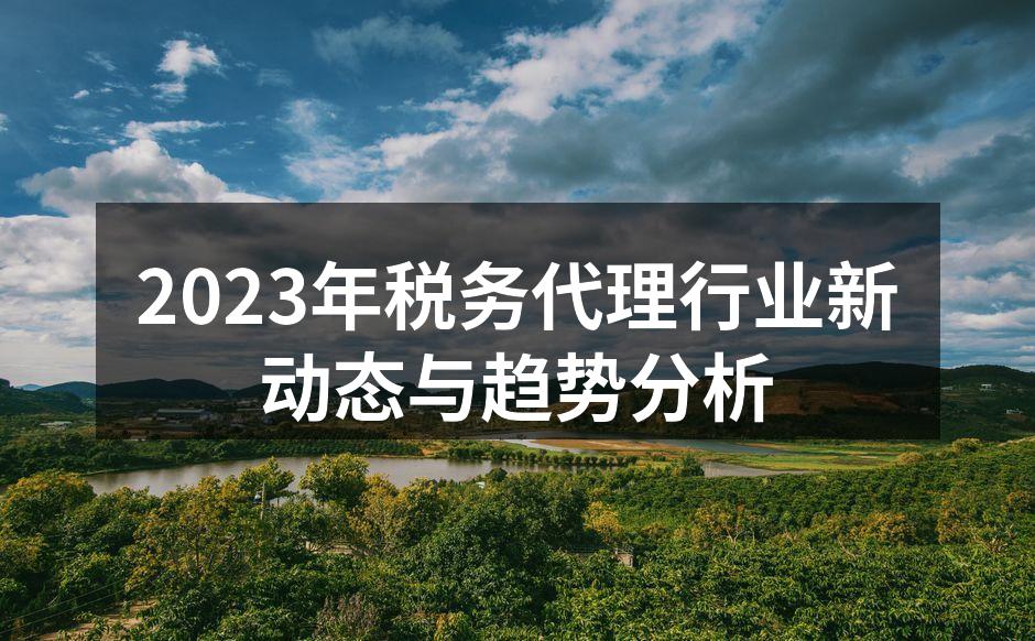2023年税务代理行业新动态与趋势分析